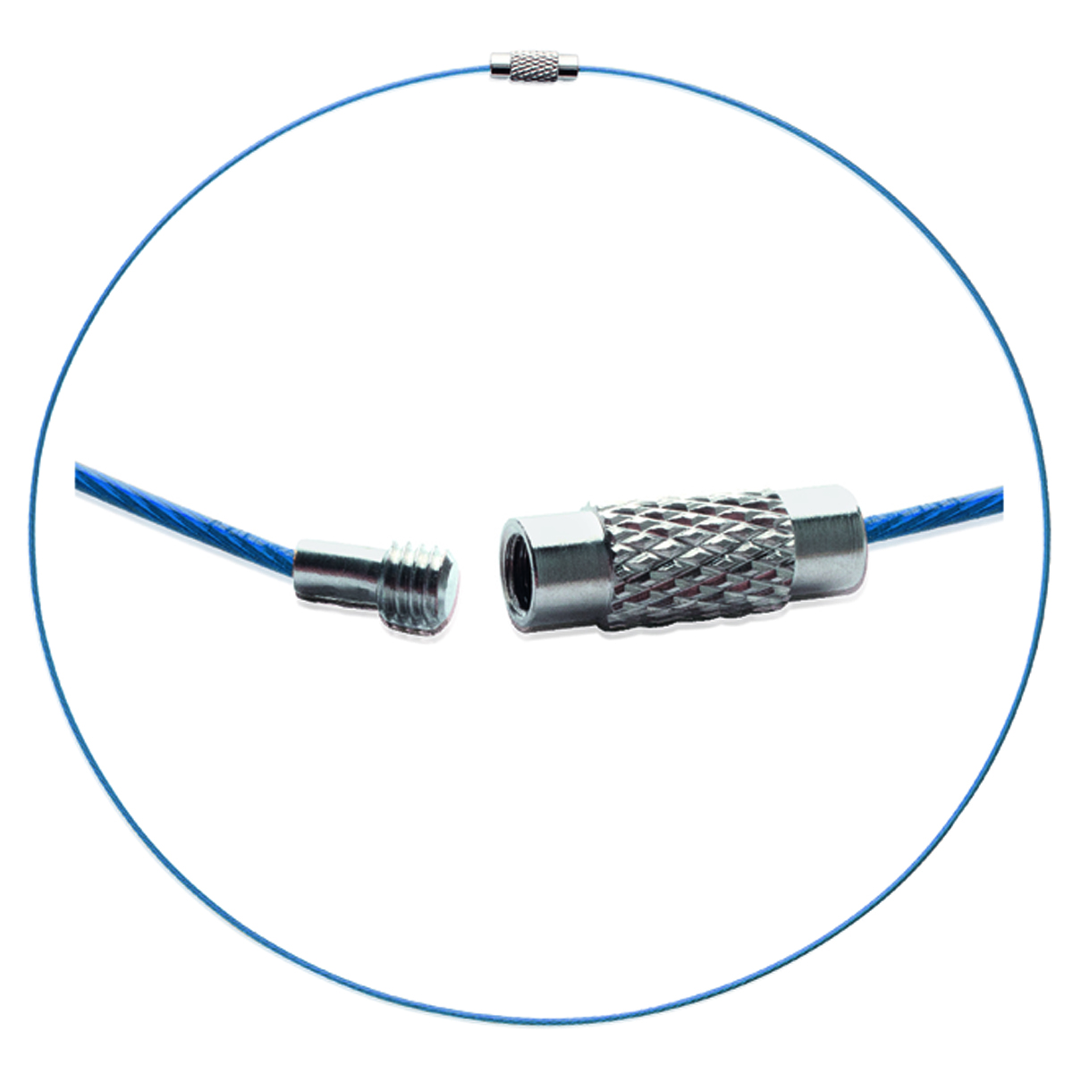Collier cable acier \'Coloriage\' bleu - 42 cm 1 mm - [L1115]