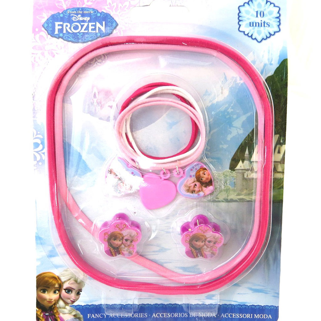 Set accessoires cheveux \'Frozen - Reine des Neiges\' rose (10 pièces) - [M5956]