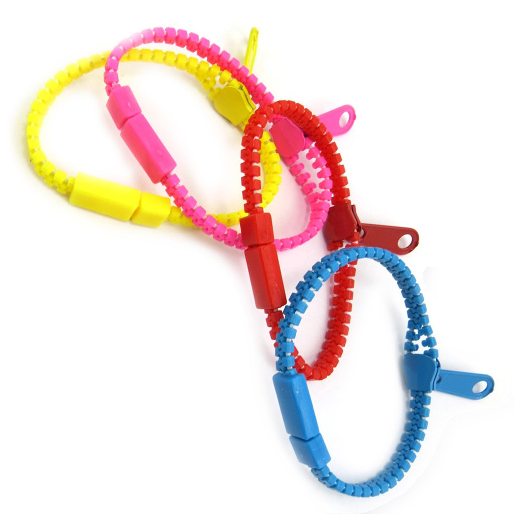 Bracelet résine \'Zip\' bleu - 6 mm - [R6709]