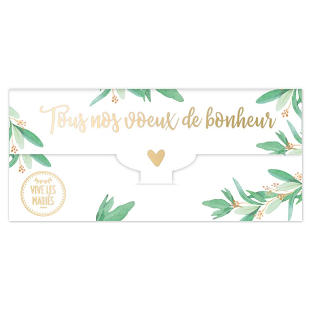 Enveloppe carte de voeux \'Mariage - Vive les Mariés\' (tous nos voeux de Bonheur) - 20x10 cm - [R6713]