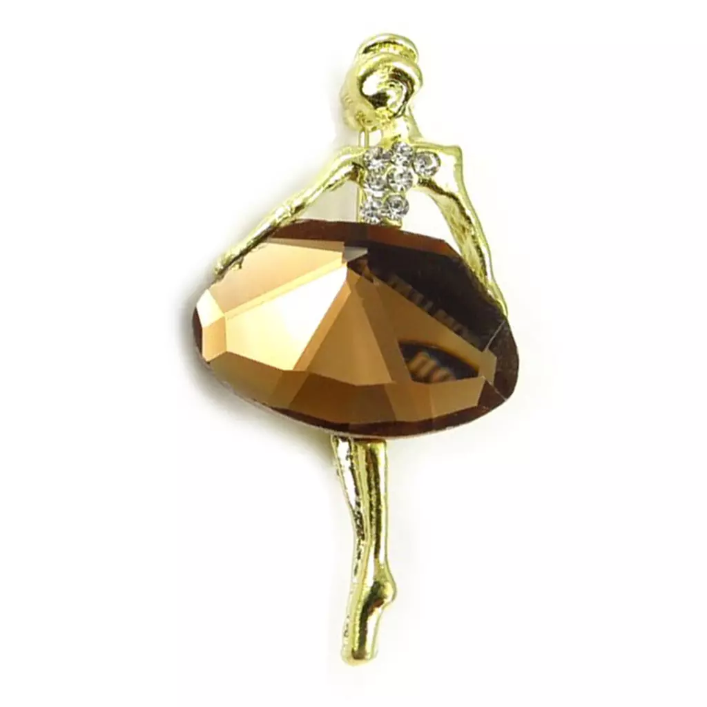 les trésors de lily Broche créateur 'Ballerine' marron doré 46x34 mm [R6742]