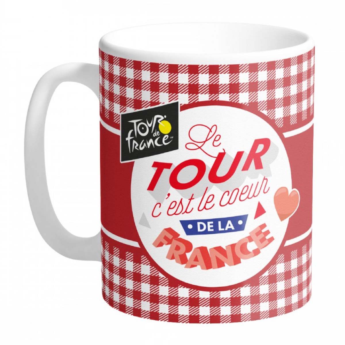 Mug céramique \'Tour de France\' carreaux rouges (c\'est le coeur de la France) - 95x80 mm - [A0857]