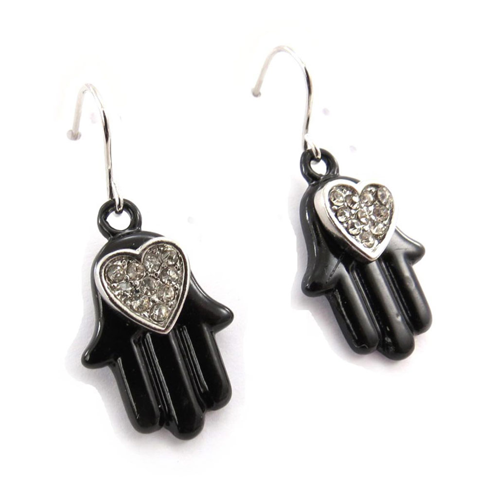 Boucles Créateur \'Fatma\' noir blanc - [J7714]