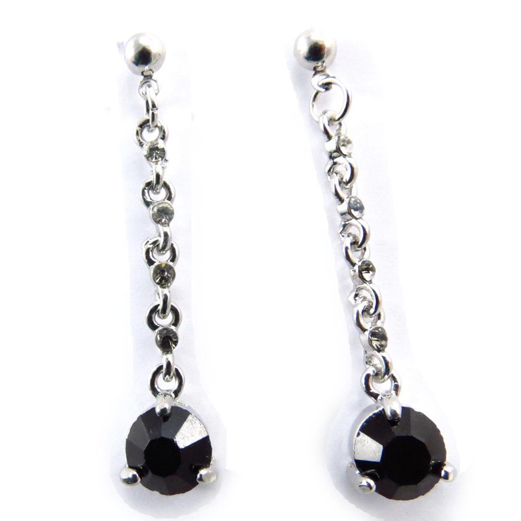Boucles Créateur \'Sissi\' noir blanc - [J7720]