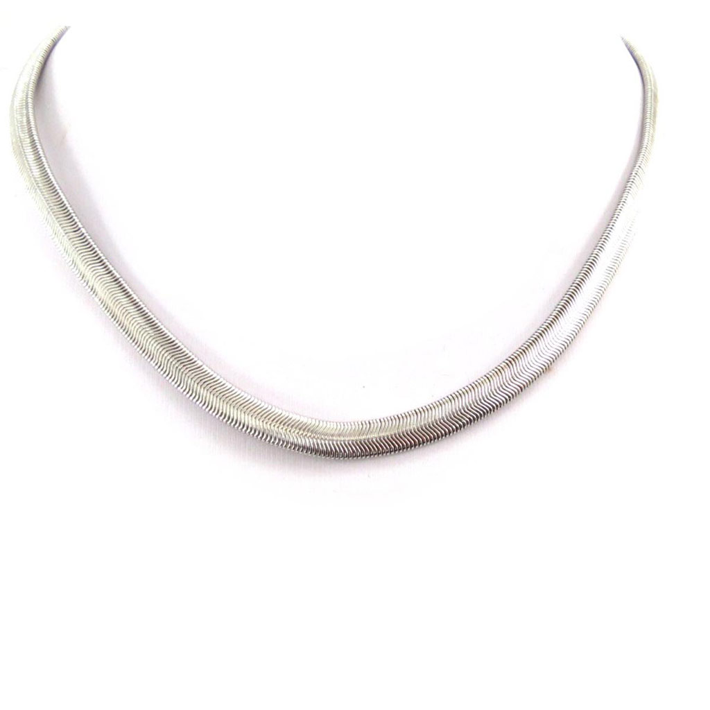 Collier \'Maille Serpent\' argenté  - [J7747]