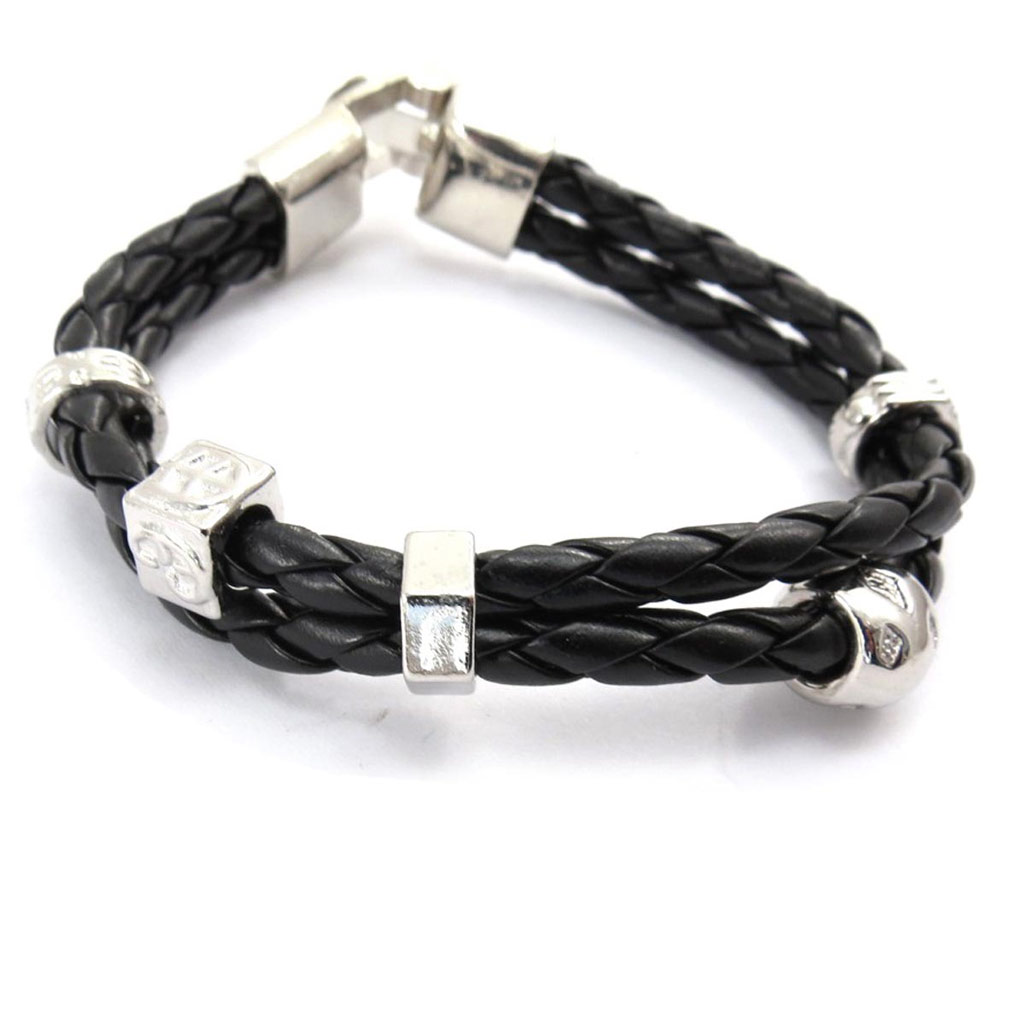 Bracelet mixte \'Peaceful\' noir (2 rangs) - [J7755]