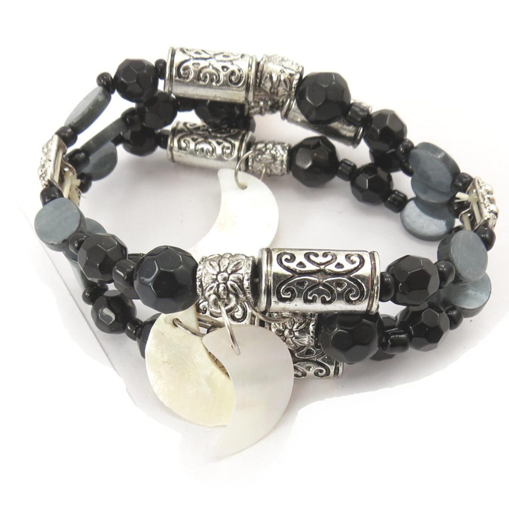 Bracelet Créateur \'Scarlett\' noir gris - [J7764]