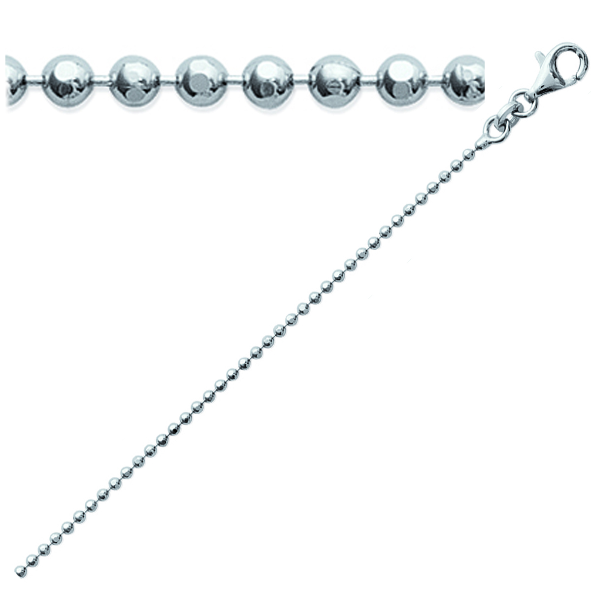 Chaine Argent \'Micro-Billes\' argenté (rhodié) - 40 cm 1 mm - [K3685]