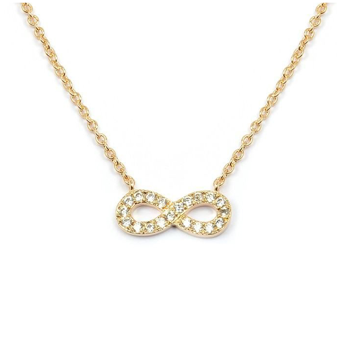 Collier Plaqué Or \'Infini\' blanc doré - 13x5 mm - [L4350]