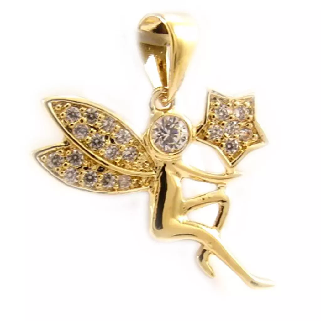 les trésors de lily Pendentif Plaqué Or 'Fée Clochette' blanc doré 25x17 mm [L4360]