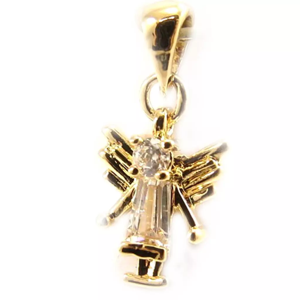 les trésors de lily Pendentif Plaqué Or 'Ange Gardien' blanc doré 10x15 mm [L4372]