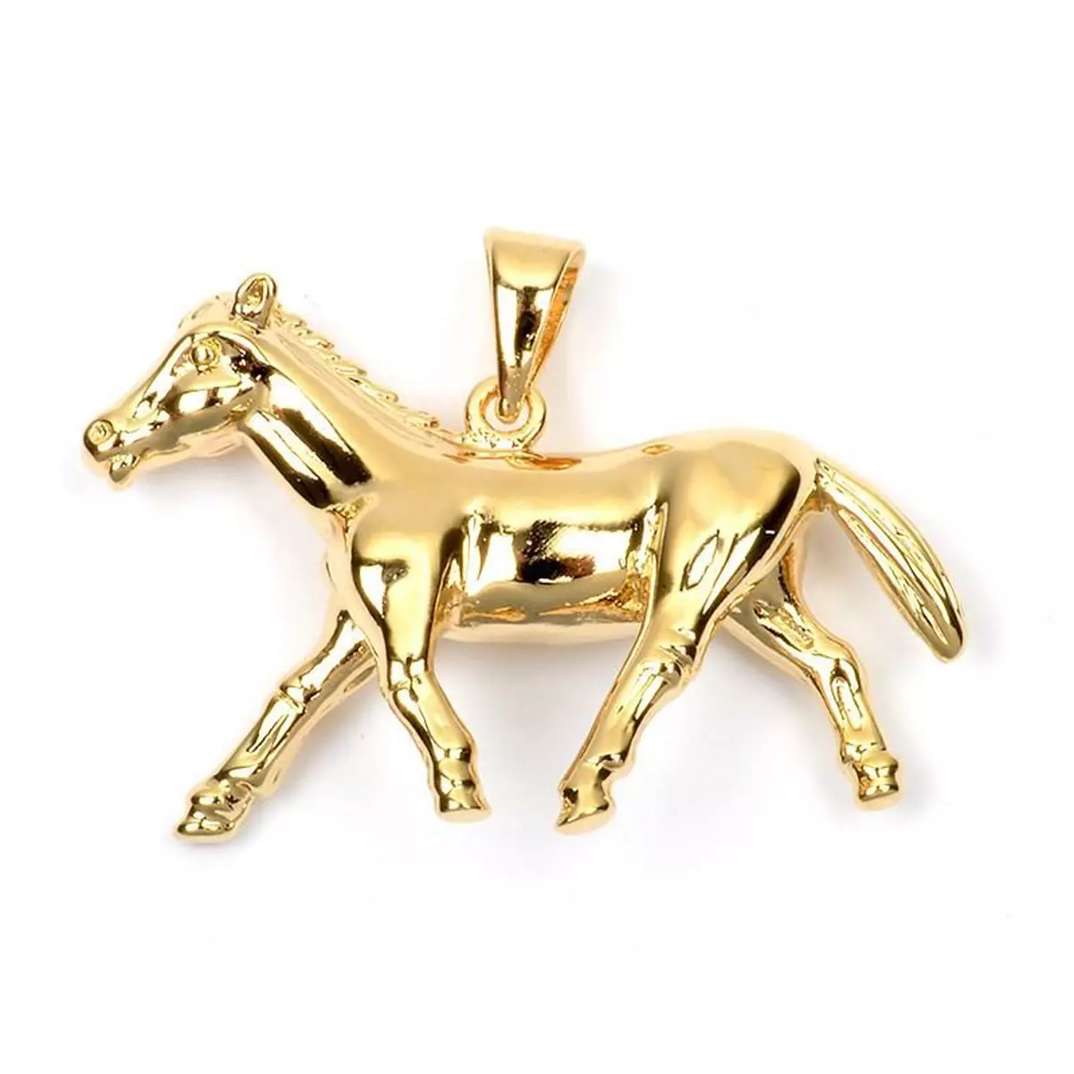 les trésors de lily Pendentif Plaqué Or 'Cheval' doré 25x20 mm [L4391]