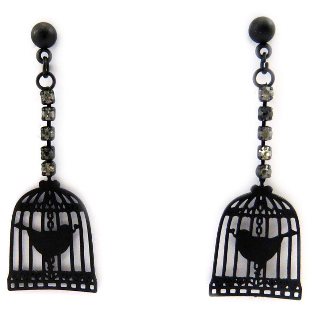 Boucles \'Carmen\' noir (oiseau en cage) - [L5629]
