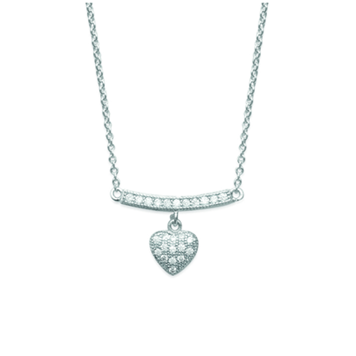 Collier Argent \'Love\' blanc argenté (rhodié) - 8x8 mm - [L5673]