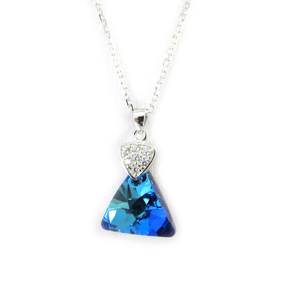 Collier Argent \'Sissi\' bleu (Crystal) - 15x15 mm - [M0968]
