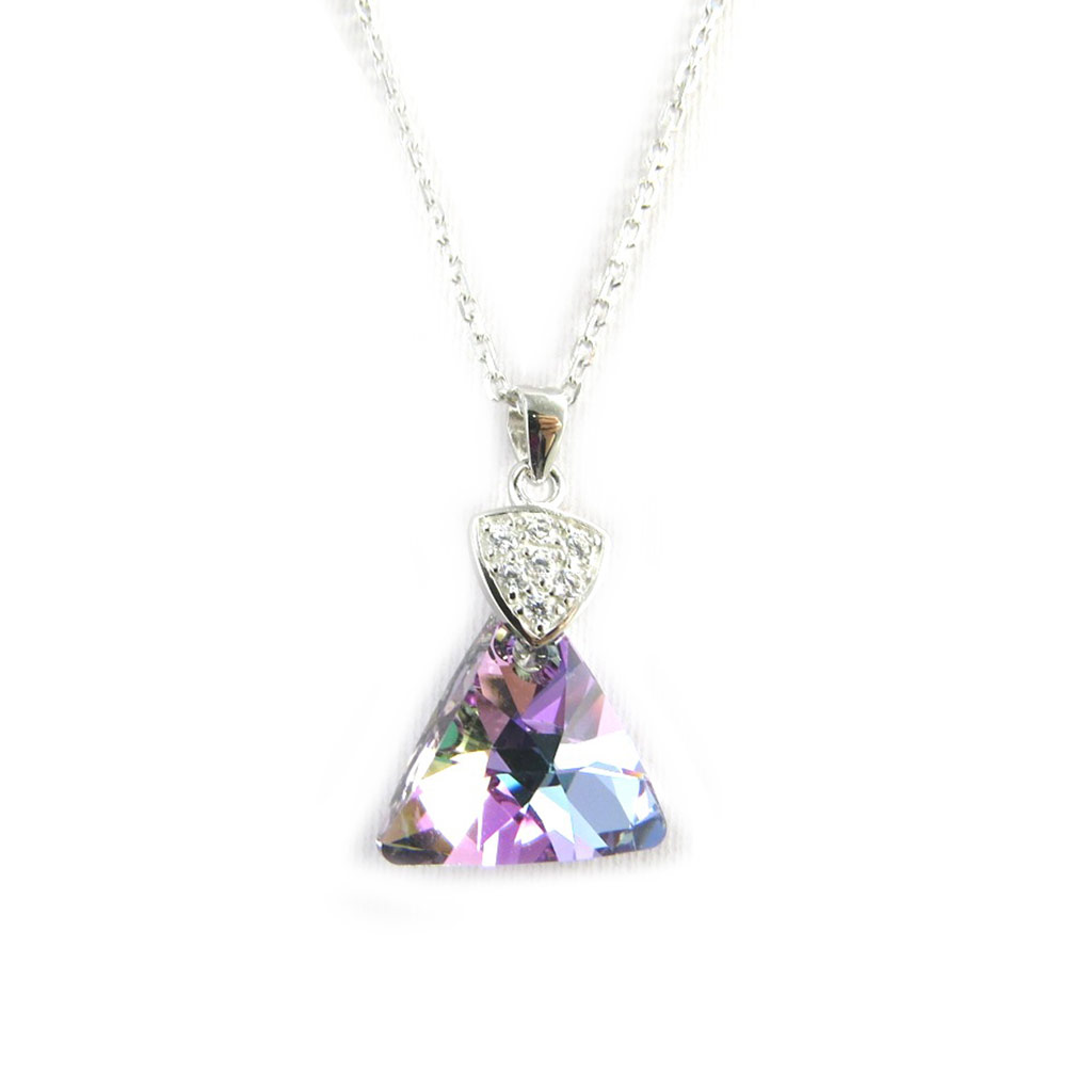 Collier Argent \'Sissi\' violet (Crystal) - 15x15 mm - [M0969]