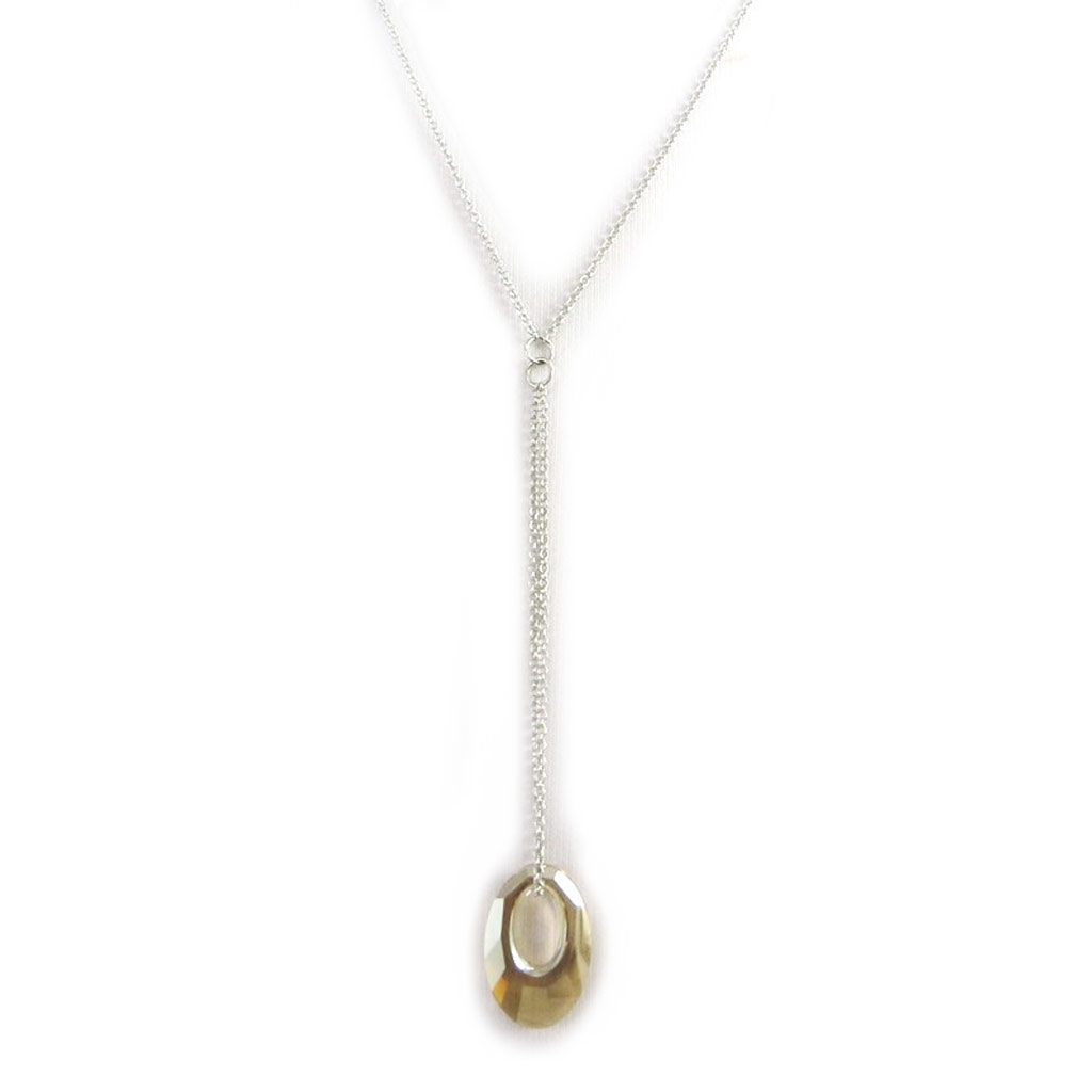 Collier Argent \'Sissi\' champagne (cristal de Swarovski) - [M0970]