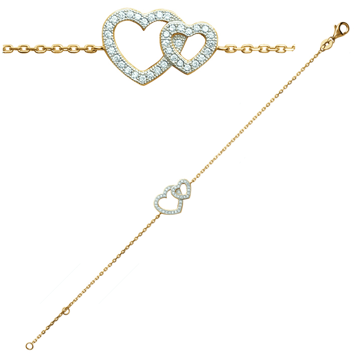Bracelet plaqué or \'Love\' blanc doré - 20x12 mm - [M3737]