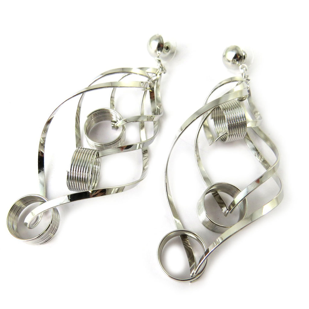 Boucles Créateur \'Chorégraphie\' argenté (géométriques) - [N8328]