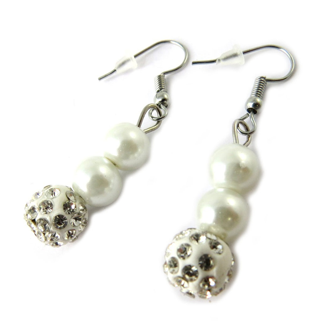 Boucles créateur \'Sissi\' ivoire argenté - [N8330]