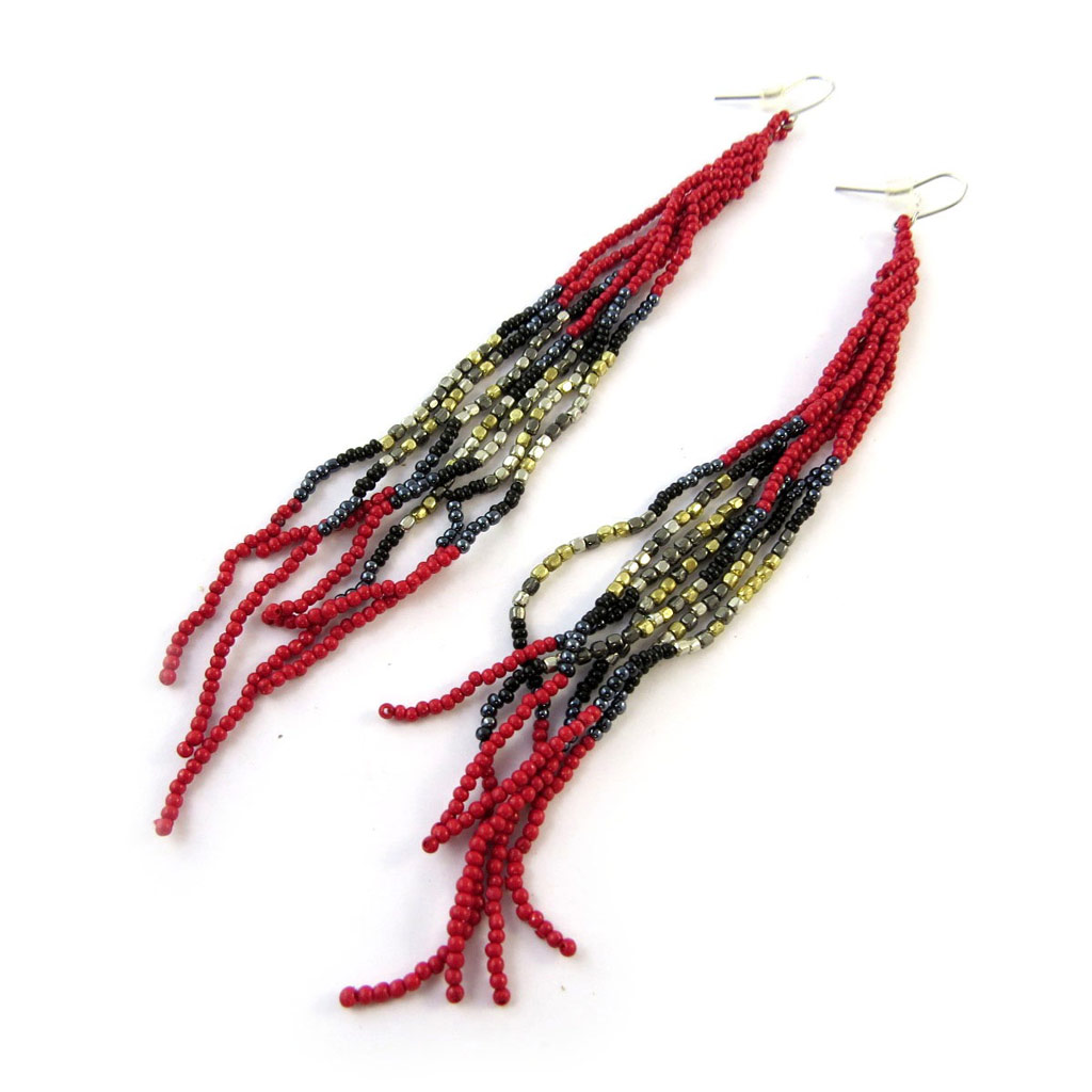 Boucles Créateur \'Kilimanjaro\' rouge noir - [N8339]