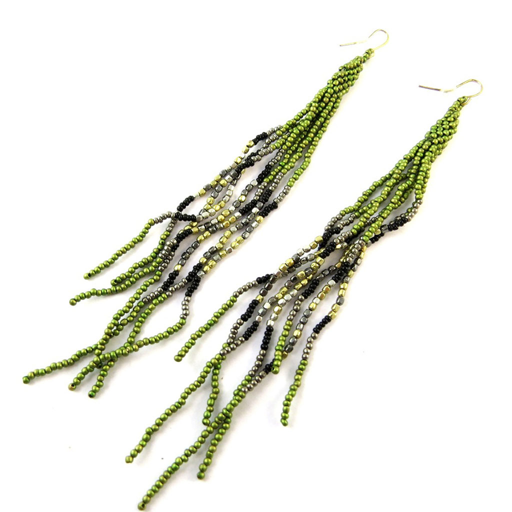 Boucles Créateur \'Kilimanjaro\' vert noir - [N8340]