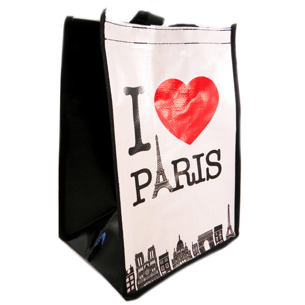 Sac Shopping \'I Love Paris\' blanc noir - 35x25x19 cm - [P9228]