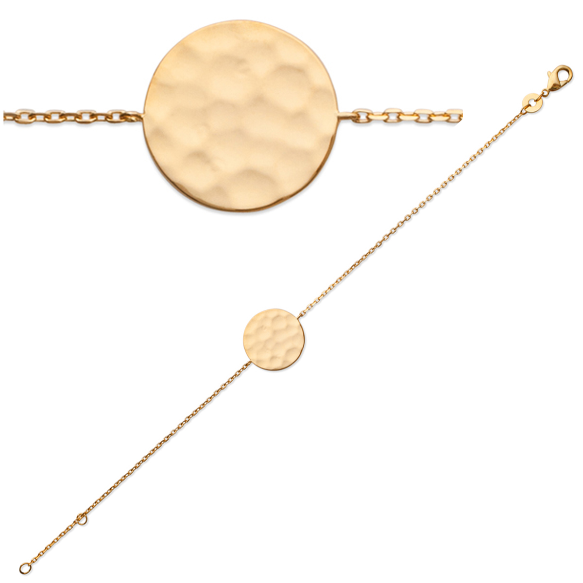 Bracelet Plaqué Or \'Cléopatra\' doré martelé - 18 cm 15x15 mm - [P9277]