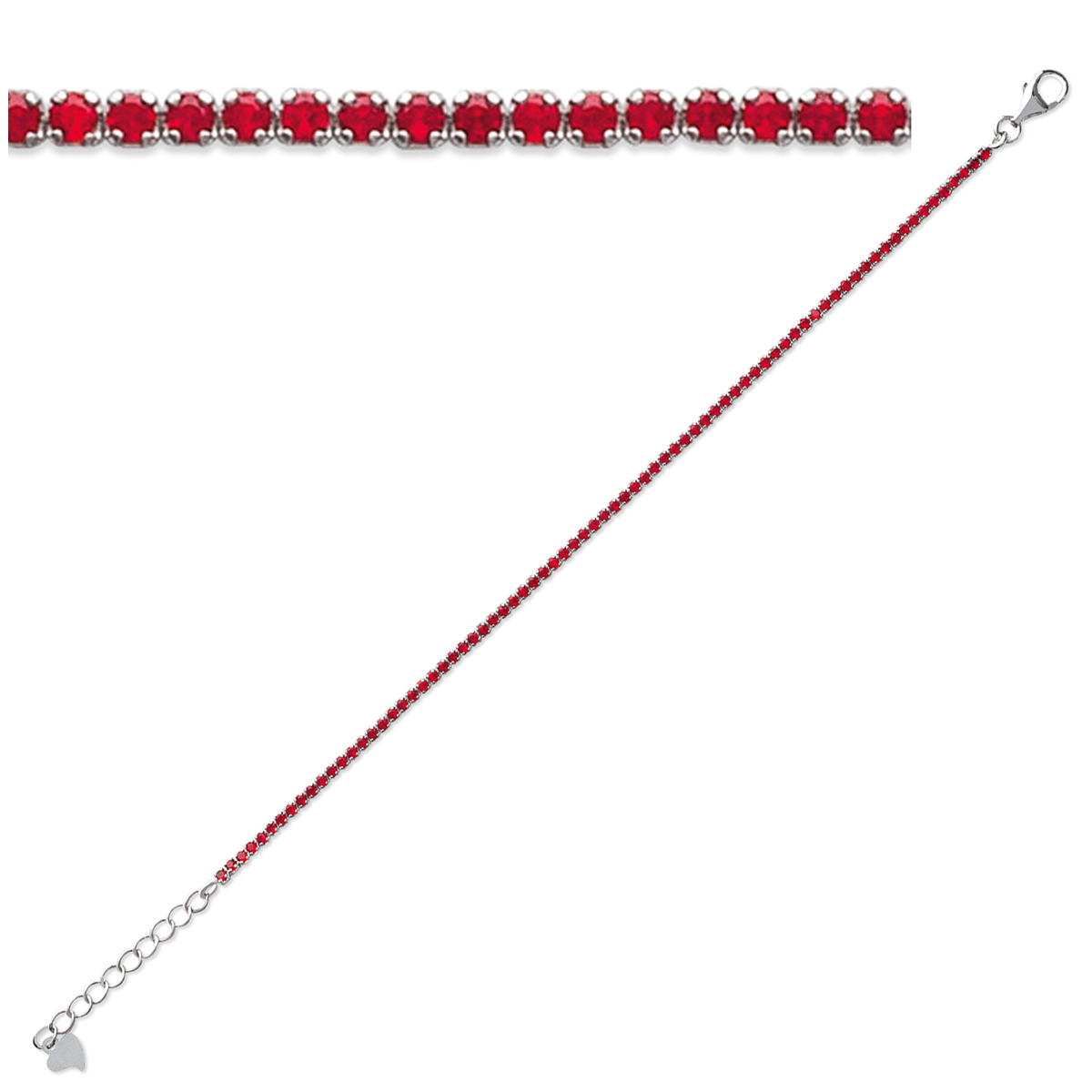 Bracelet Argent \'Sissi\' rouge argenté (rhodié) - 1 mm - [P9283]