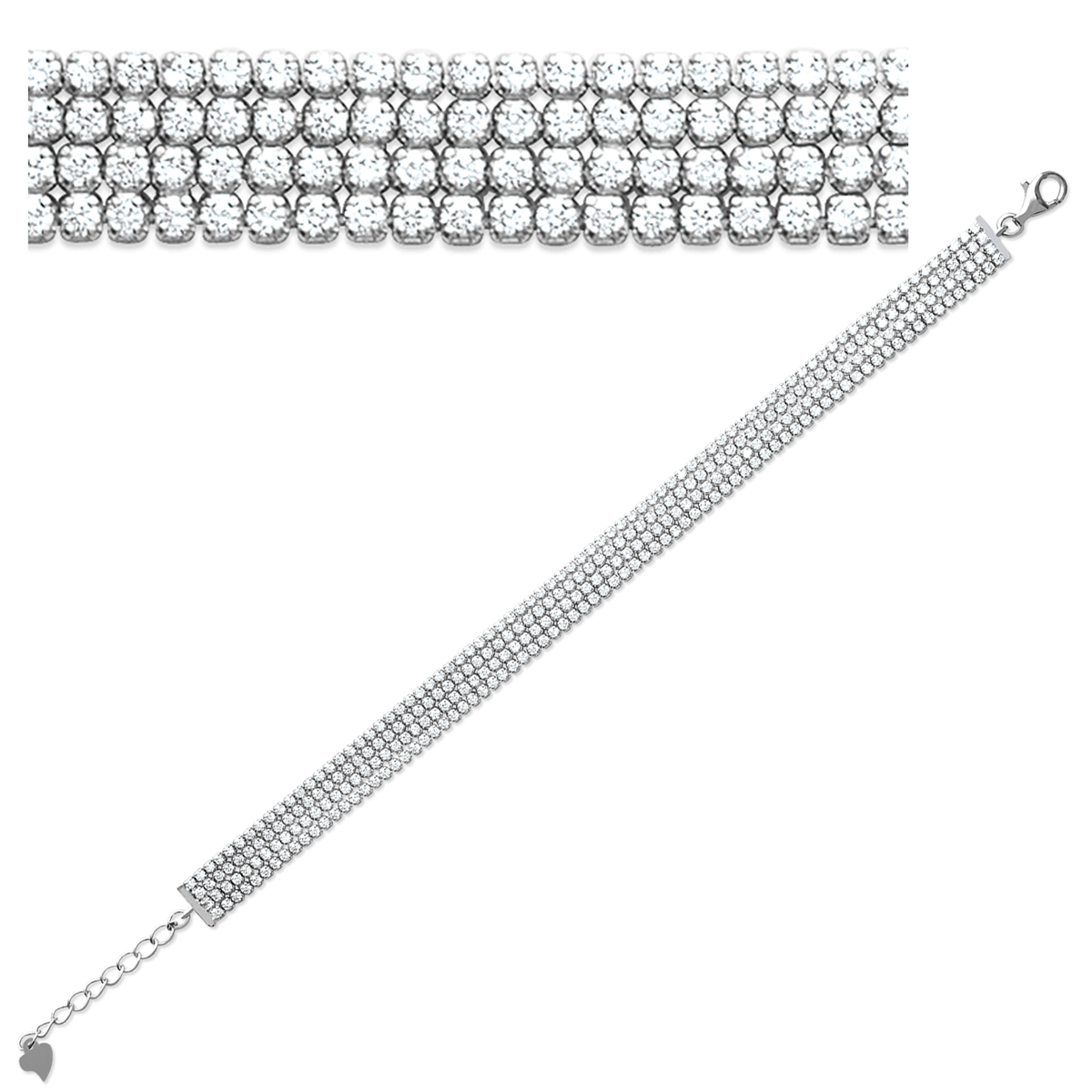 Bracelet Argent \'Sissi\' blanc argenté (rhodié) - 7 mm - [P9289]