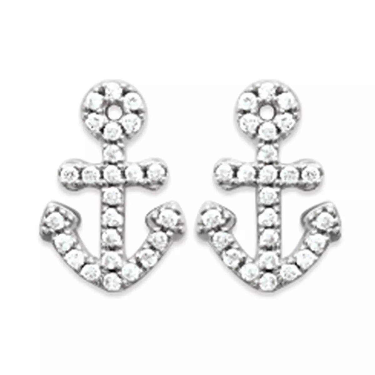 les trésors de lily Boucles argent 'Ancre Marine' blanc argenté (rhodié) 12x7 mm [P9293]