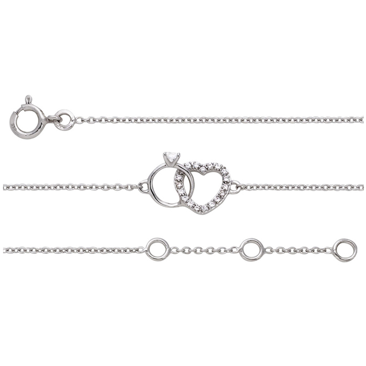 Bracelet argent \'Love Queen\' blanc argenté (rhodié) - 13x12 mm - [P9301]