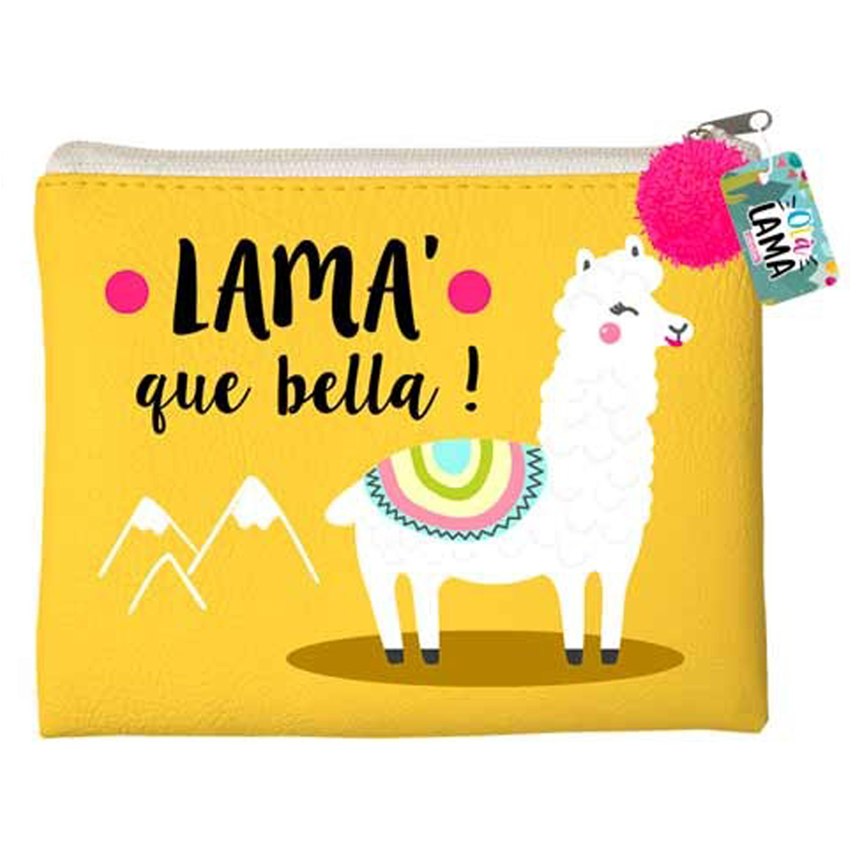 Trousse plate \'Lama Mania\' jaune (Lama\' que bella !) - 215x18 cm - [Q0848]