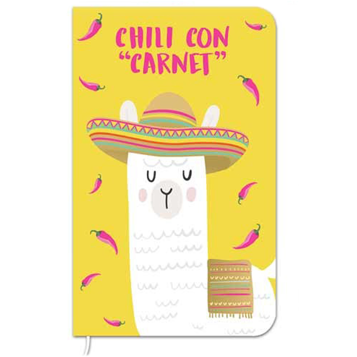 Carnet de notes \'Lama Mania\' jaune (Chili con \'Carnet\') - 145x9 cm (72 pages) - [Q0875]