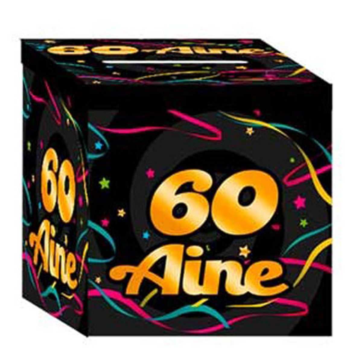 Urne anniversaire \'60 aine\' noir multicolore - 21x21x195 cm - [Q3549]