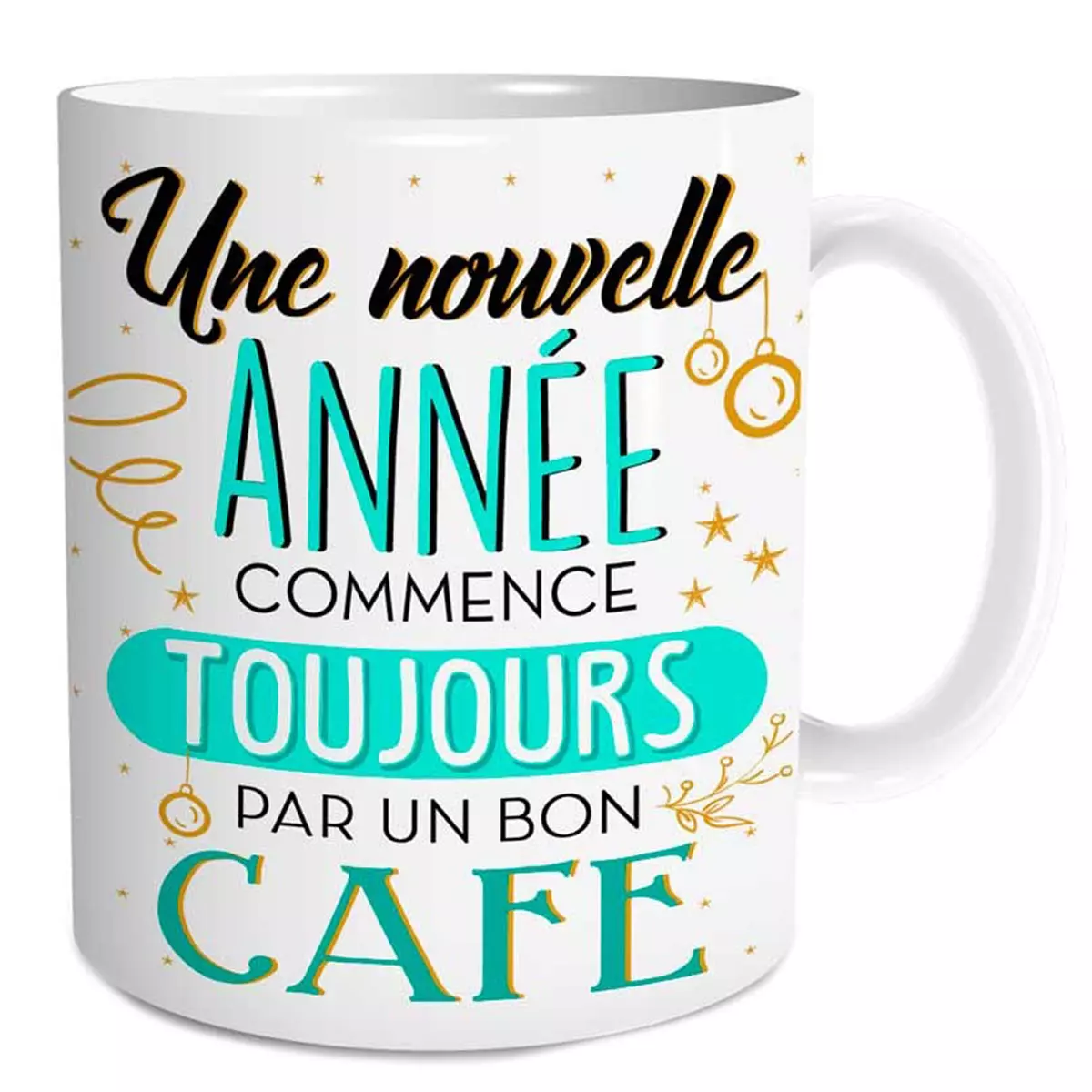les trésors de lily Mug céramique 'Bonne Année' (Une bonne année commence toujours par un bon café) 95x8 cm [Q3551]