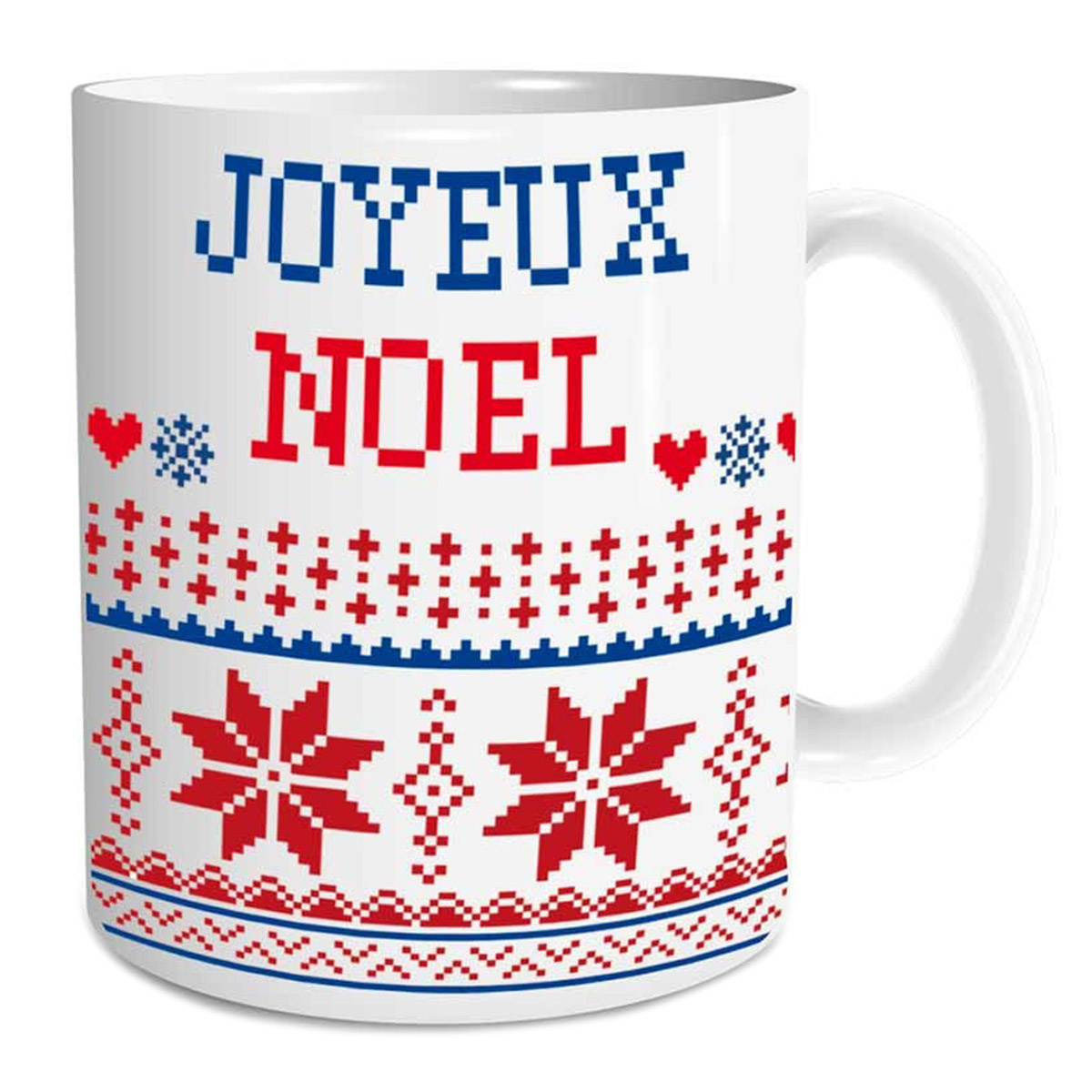 Mug céramique \'Joyeux Noël\' (tricots d\'hiver) - 95x8 cm - [Q3553]