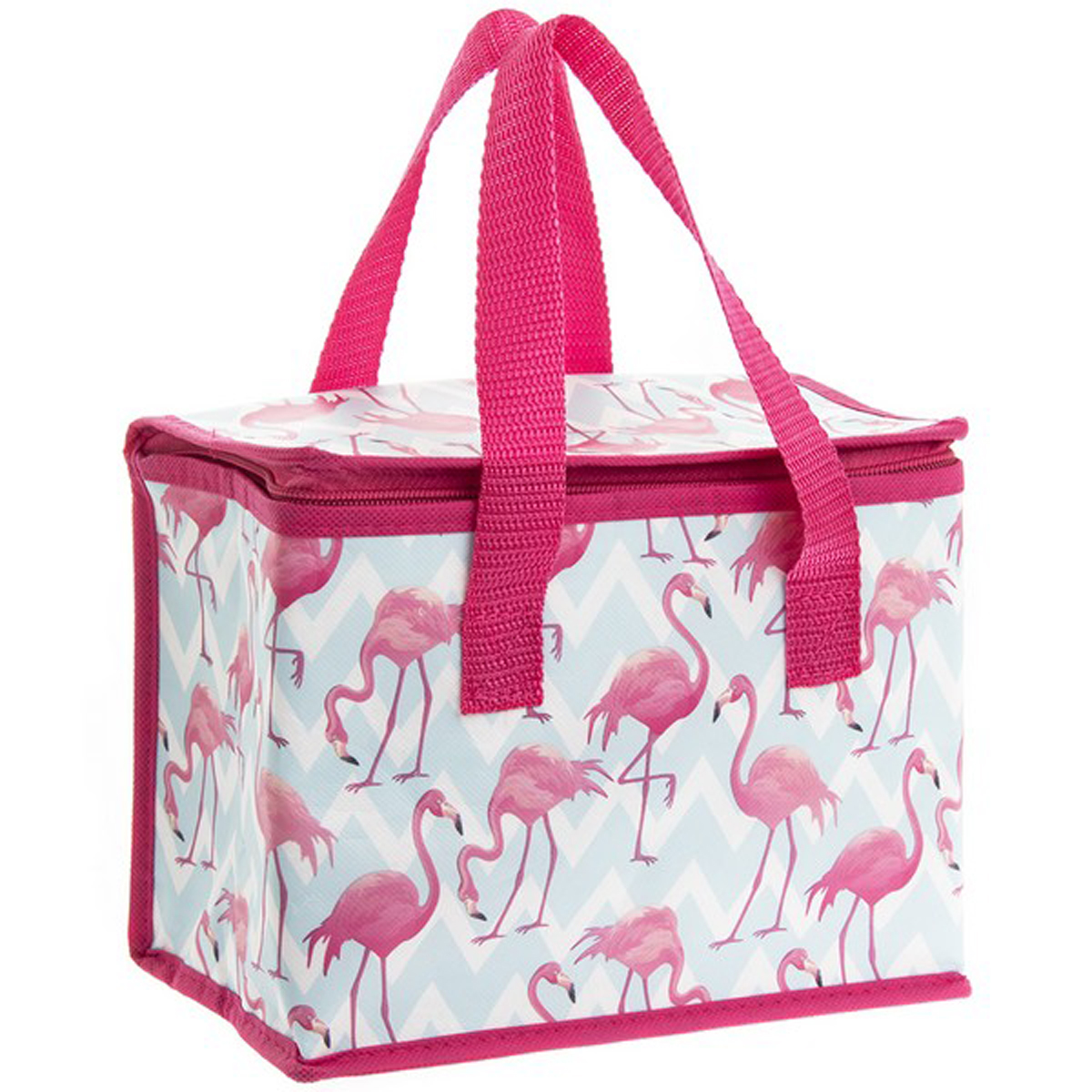 Sac repas isotherme \'Flamant Rose\' rose bleu - 22x16x12 cm - [Q3567]