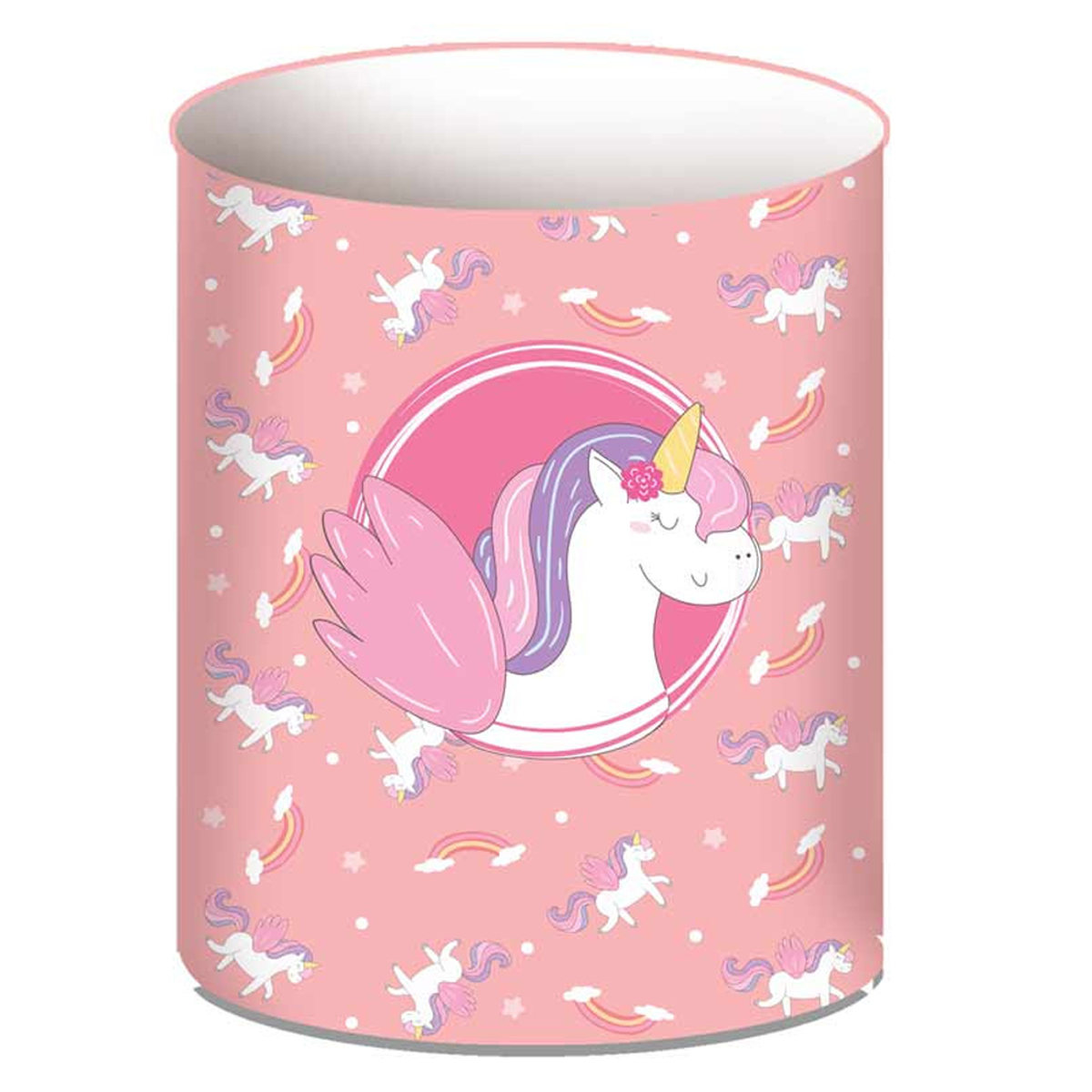 Pot A Crayons métal \'Licorne My Unicorn\' rose - 10x75 cm - [Q8350]