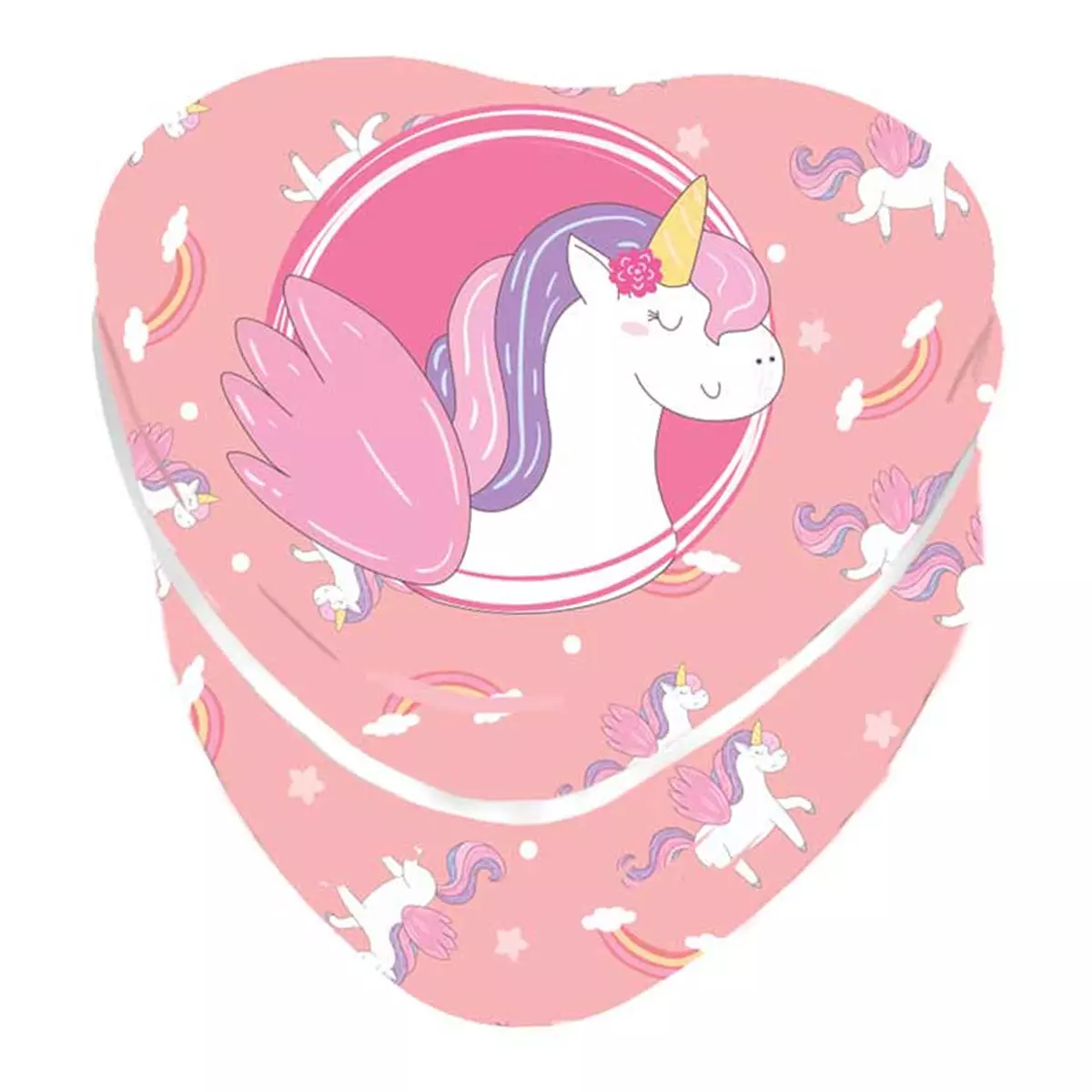 les trésors de lily Coffret à Bijoux métal 'Licorne My Unicorn' rose (coeur) 7x7x4 cm [Q8351]