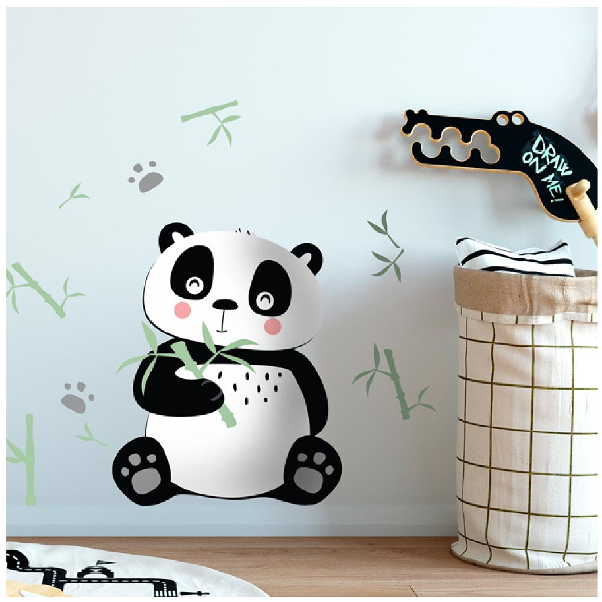Planche de stickers \'Panda\' noir blanc - 50x70 cm - [Q8359]