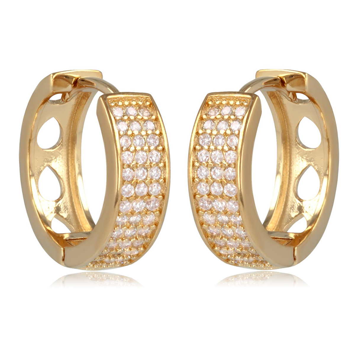 Créoles Plaqué Or \'Sissi\' blanc doré - 15x5 mm - [R2044]