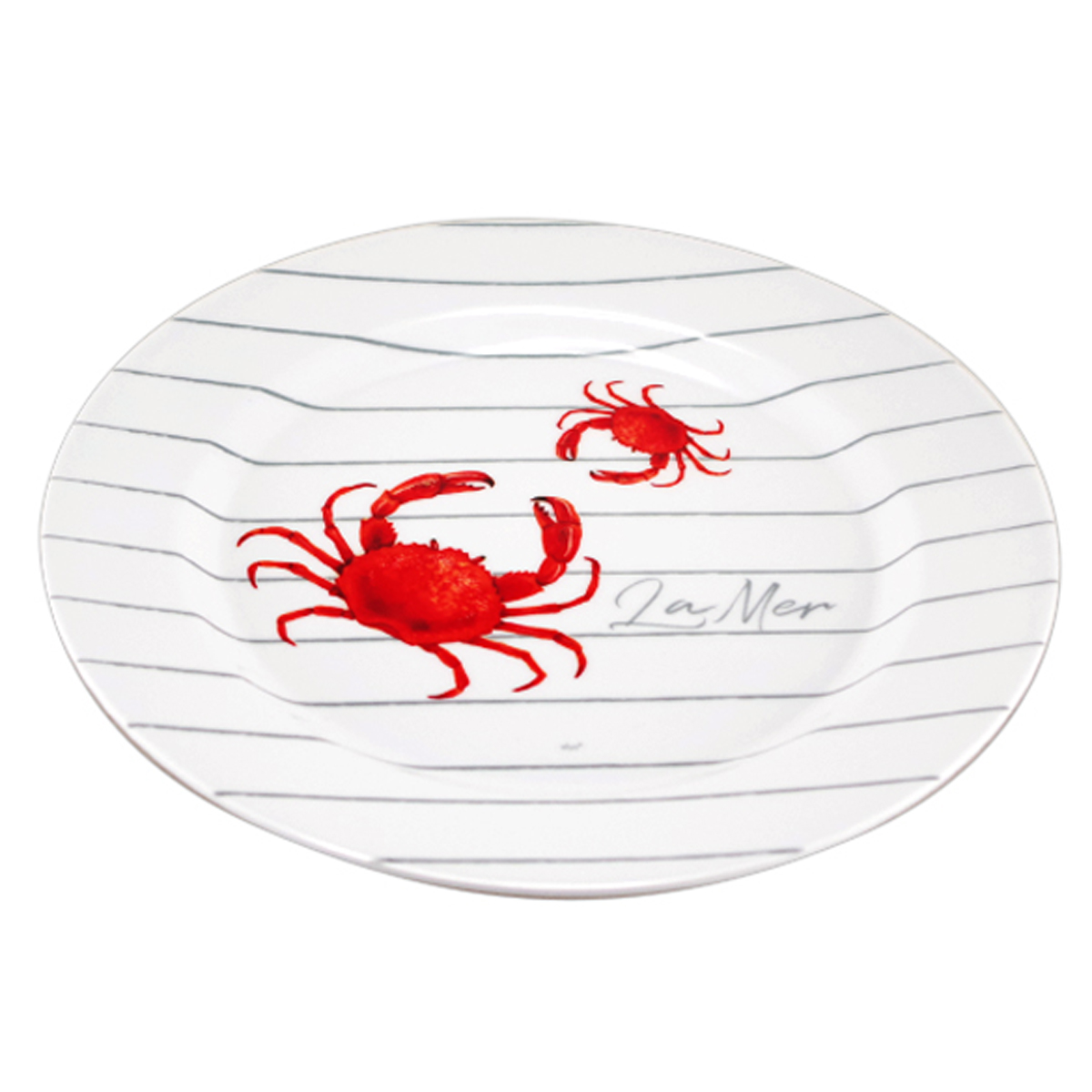 Assiette plate mélamine \'La Mer\' rouge blanc - 25 cm (crabe) - [R6535]