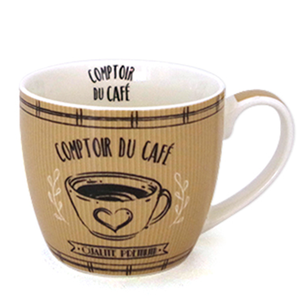 Mug porcelaine \'Comptoir du Café\' marron - 10x85 cm (38 cl) - [A0265]