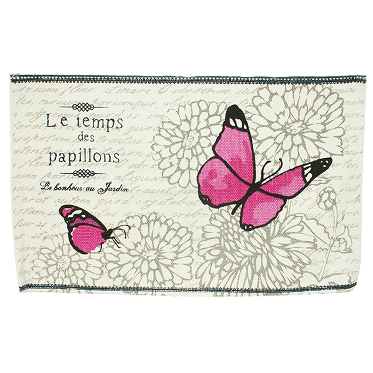 Tapis coton \'Le Temps des Papillons\' rose gris - 80x50 cm - [A0272]