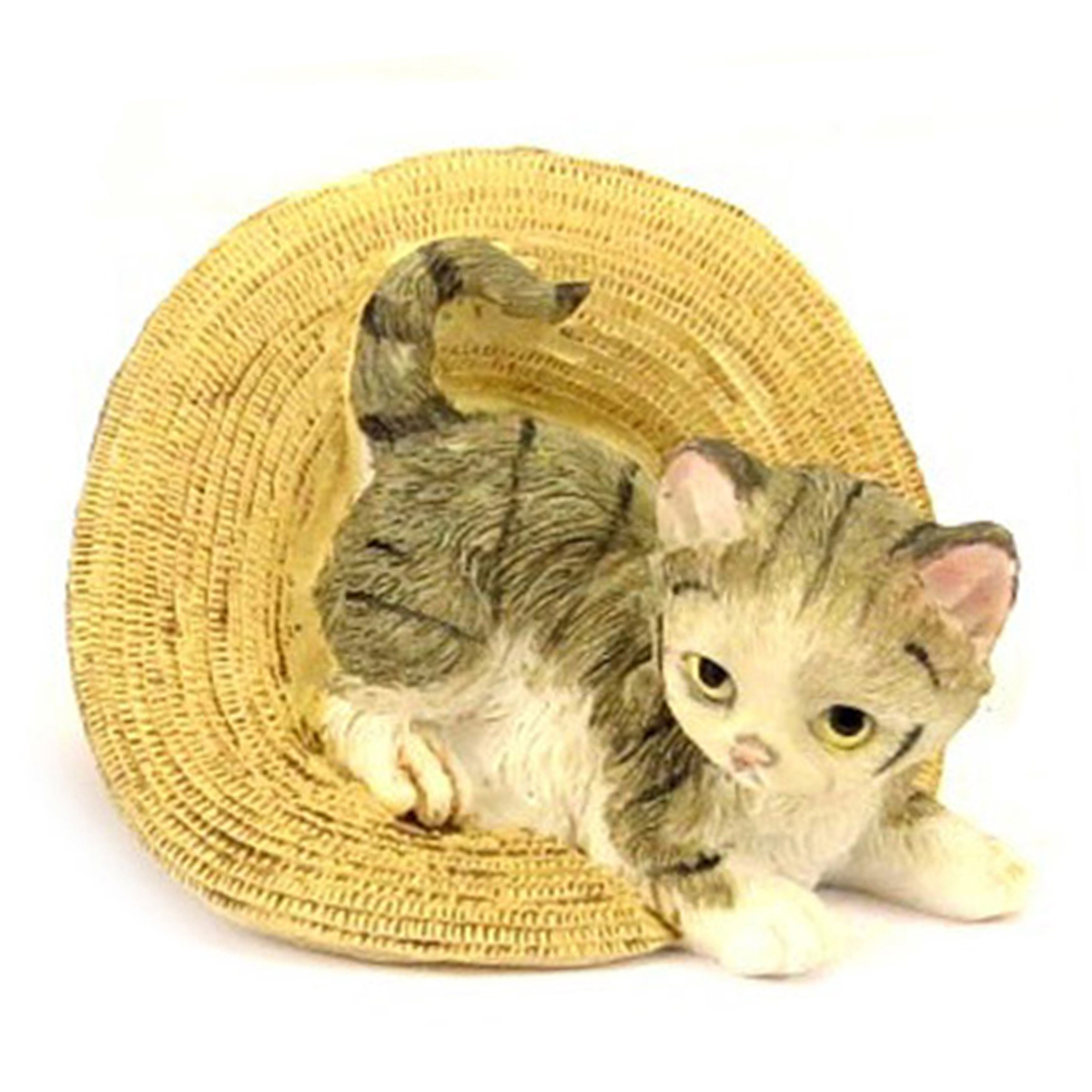 Figurine résine \'Chats\' gris marron (chapeau) - 65x8x5 cm - [A0364]