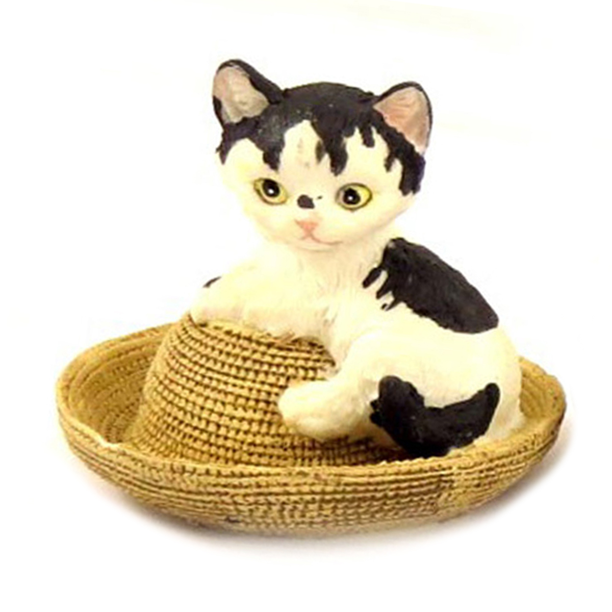 Figurine résine \'Chats\' noir marron (chapeau) - 65x8x5 cm - [A0365]