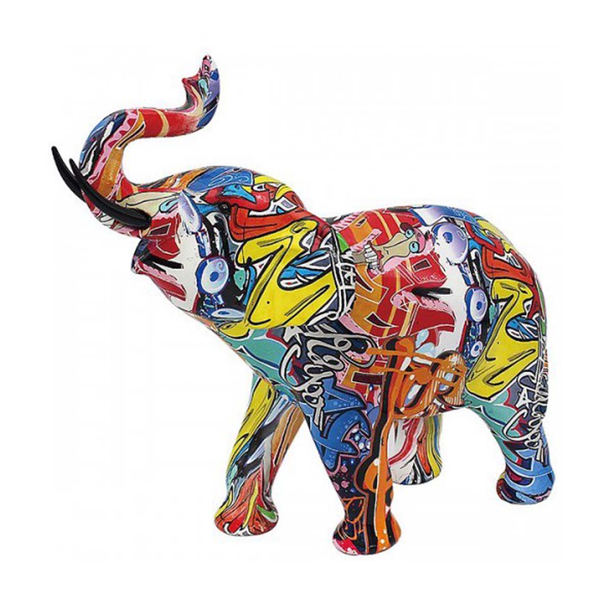 Figurine résine \'Elephant Graffiti\' multicolore - 32x21x13 cm - [A0496]