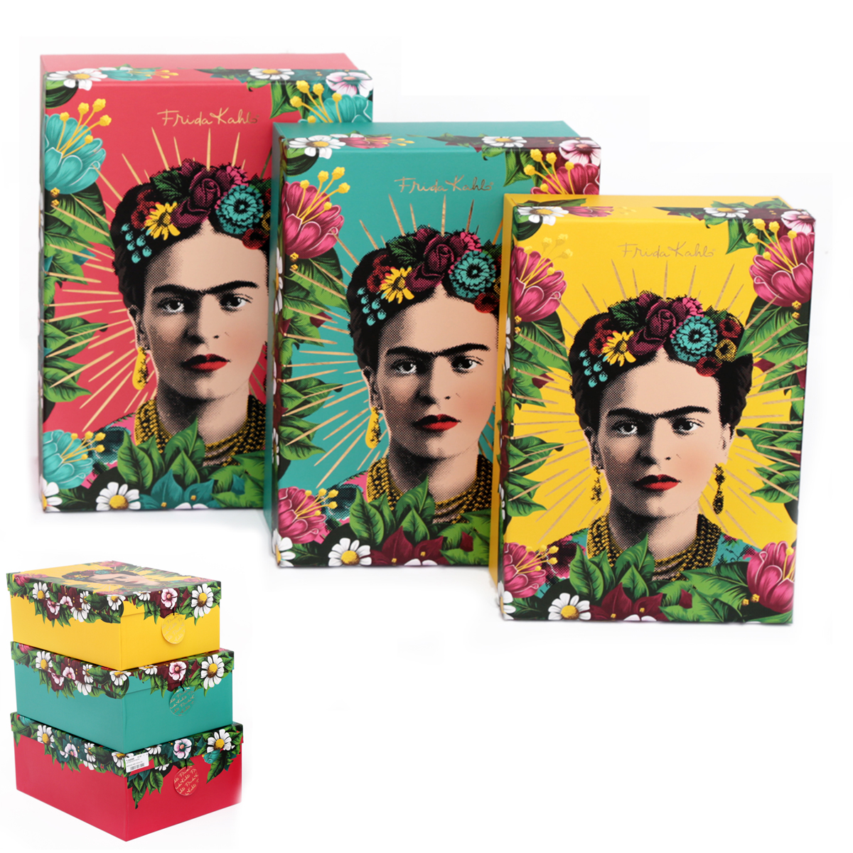 Set de 6 boîtes à Souvenirs \'Frida Kahlo\' multicolore - 36x28x16 cm - [A0615]