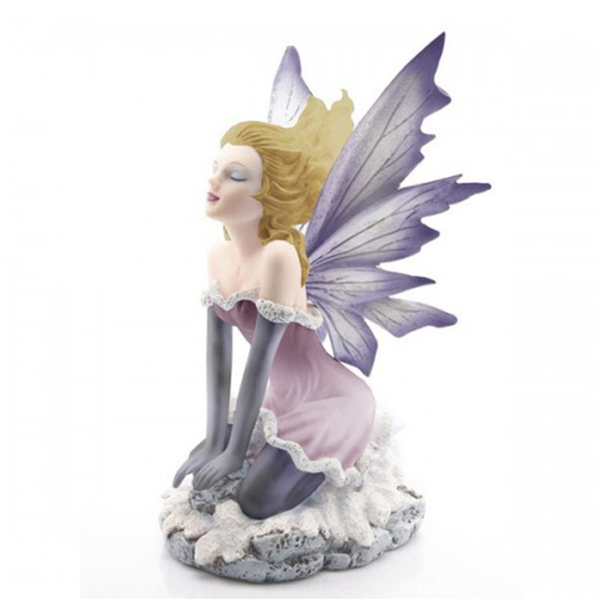 Figurine résine \'Fairy Dreams\' rose mauve (méditation) - 165x11x9 cm - [A0732]